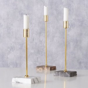 Boltze Zestaw świeczników na jedną świeczkę LAGRO, podstawa z betonu imitującego marmur 2