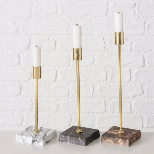 Boltze Zestaw świeczników na jedną świeczkę LAGRO, podstawa z betonu imitującego marmur 3