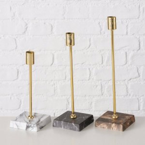 Boltze Zestaw świeczników na jedną świeczkę LAGRO, podstawa z betonu imitującego marmur 9