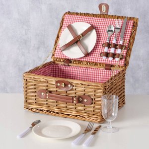 Boltze Koszyk piknikowy wiklinowy DARCEL, talerze, kieliszki, sztućce 2