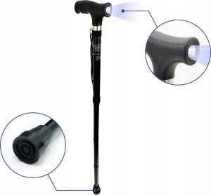 Maximex Składana laska aluminiowa, regulowana wysokość i dioda LED 4