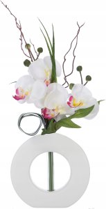 Atmosphera Sztuczna orchidea w nietradycyjnym wazonie, efektowny ornament w formie kolorowych kwiatów 1