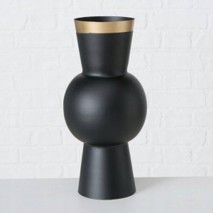 Boltze Wazon czarny VARNJO ze złotym zdobieniem, 30 cm 2