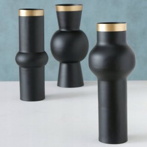 Boltze Wazon czarny VARNJO ze złotym zdobieniem, 30 cm 3