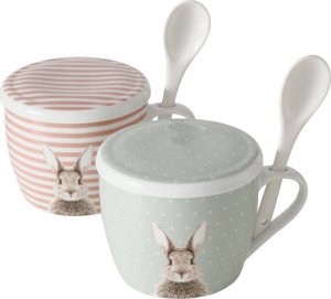 Boltze Kubek z pokrywką i z łyżeczką FLUFFY, porcelanowy, zajączek, 600 ml 3