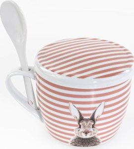 Boltze Kubek z pokrywką i z łyżeczką FLUFFY, porcelanowy, zajączek, 600 ml 4