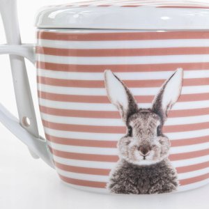Boltze Kubek z pokrywką i z łyżeczką FLUFFY, porcelanowy, zajączek, 600 ml 6