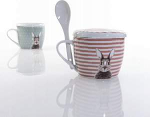 Boltze Kubek z pokrywką i z łyżeczką FLUFFY, porcelanowy, zajączek, 600 ml 8