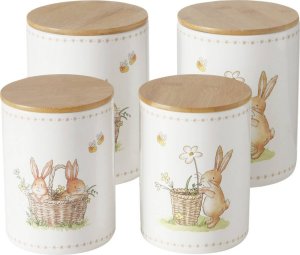 Boltze Pojemniki kuchenne ceramiczne CHARMY, wzór w zajączki, 2 sztuki 3