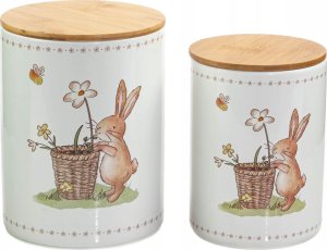 Boltze Pojemniki kuchenne ceramiczne CHARMY, wzór w zajączki, 2 sztuki 4