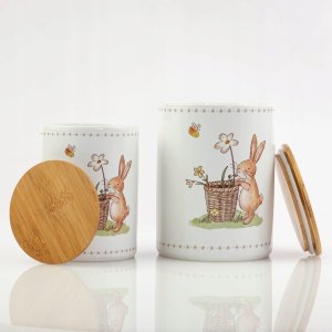 Boltze Pojemniki kuchenne ceramiczne CHARMY, wzór w zajączki, 2 sztuki 7