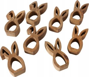 Boltze Obrączka na serwetkę zajączek wielkanocny HOPS, drewno mango, 4 sztuki 4
