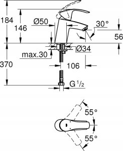 Bateria umywalkowa Grohe Grohe bateria umywalkowa Eurosmart rozmiar S czarny mat 324672433 2