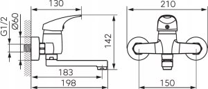Bateria umywalkowa Ferro Ferro bateria umywalkowa ścienna FERRO ONE, chrom BFO3 2