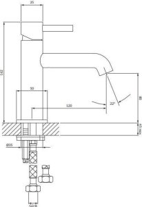 Bateria umywalkowa Omnires Omnires bateria umywalkowa Y złoty szczotkowany Y1210NGLB 3