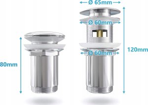 Omnires Omnires korek klik-klak do umywalki bez przelewu biały połysk A716BP 4