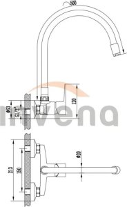 Bateria kuchenna Invena Invena bateria zlewozmywakowa Verso czarna BC-82-E4S 2