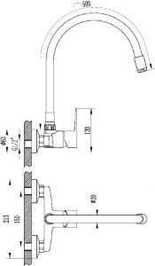 Bateria kuchenna Invena Invena bateria ścienna VERSO z elastyczną wylewką, szara BC-82-E5S 2