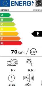 Zmywarka Gorenje Gorenje GI520E15X, Fully built-in, Slimline (45 cm), Standard (80 - 85 cm), Black, Silver, Buttons, Cold - Sold without front plate 6