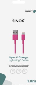 Kabel USB Sinox Lightning kabel 1m Pink 2