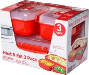 Sistema Sistema Heat & Eat 3 Pack, Set, Red, Polypropylene (PP), Transparent, New Zealand, 141 mm 2