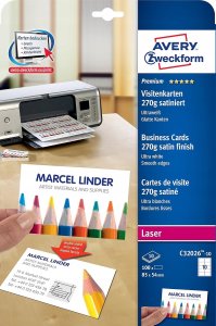AVERY Avery C32026-10, Laser, Paper, Satin, 270 g/m², 85 mm, 54 mm 1