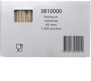 Antalis Tandstik 65 mm Spids i begge ender Enkeltpakket Træ i Cellofan,1000 stk/pk 1