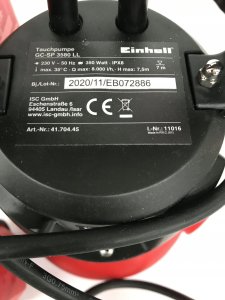 Einhell Einhell GC-SP 3580 LL, Impulse pump, 350 W, AC, 8000 l/h, Black, Red 4