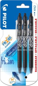 Pilot Długopisy kulkowe FriXion Ball Clicker, średnia końcówka 0,7 mm, czarne, 3 szt. 1