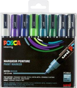Posca Markery Uni PC-5M, 8 zestawów Cool Colors 1