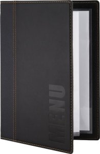 Securit Menu Kortholder A5 25x19 cm Securit Trendy viser 4 A5 sider Læderomslag Sort,10 stk/krt 1