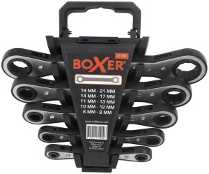 BOXER Ringgaffelnøglesæt med skralde - dobbelt 3