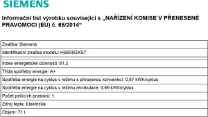 Piekarnik Siemens Siemens iQ700 HS658GXS7, Medium, Electric, 71 L, 3600 W, 30 - 100 °C, Built-in 11