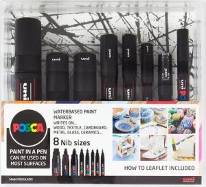 Posca Marker Uni Posca Black Set - med 8 ass. størrelser 2