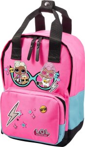 LEGO L.O.L. Surprise! Together 4Eva Small Backpack with pink pom-pom attached to zipper puller 1