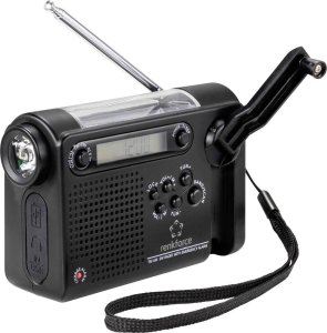 Radio budowlane Renkforce Renkforce RF-CR-200 Kofferradio UKW, MW, KW wiederaufladbar, Solarpanel, Handkurbel, Weckfunktion, Taschenlampe Schwarz (RF-4694806) 1