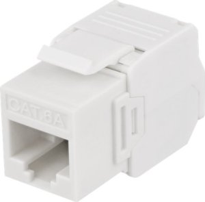 Deltaco DELTACO Cat6A Keystone-uttag, 28AWG slim, verktygsfri, plast, vit 1