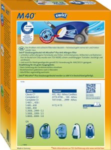 Worek do odkurzacza Swirl Swirl M 40 Staubsaugerbeutel für Miele und Hoover – passend für Miele Classic C1, Complete C2+3, S 8340 + GN und Hoover H72+73 & AT70 AT Athos 2