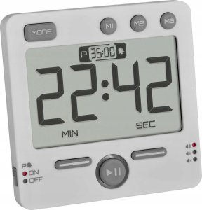 TFA TFA-Dostmann 38.2049.02, Digital alarm clock, Square, White, Plastic, 24h, LED 1