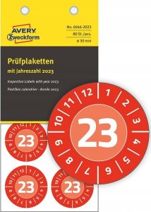 AVERY Avery 6946-2023, Red, Round, Permanent, White on red, Vinyl, 3 cm 2