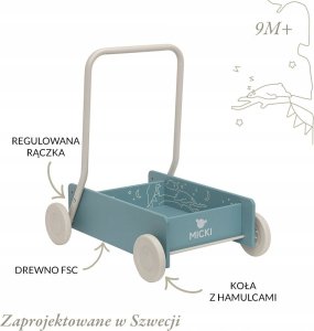 Micki Niebieski chodzik pchacz drewniany - 57971 2