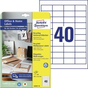 AVERY Avery LR3657-10, White, Self-adhesive printer label, A4, Paper, Laser/Inkjet, Permanent 1