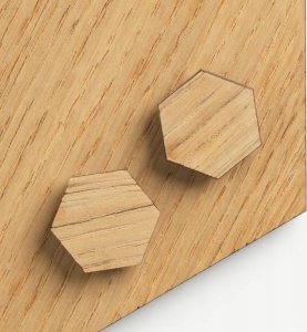 NAGA Super Stærke Magneter' hexagonal facon i ege finer 2,5 x 2,8 cm 2 stk. i pakke Eg 10x2x8mm (1stk) 2