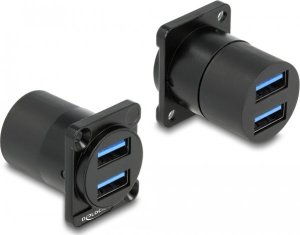 Adapter USB Delock DeLOCK 87813, Black, 2x USB A, 2x USB A, Female, Female, Zinc 1