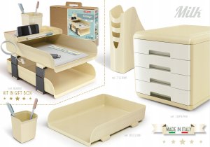 Arda ORGANIZER pojemnik na DOKUMENTY papier A4 szuflady Vintage kremowy 2