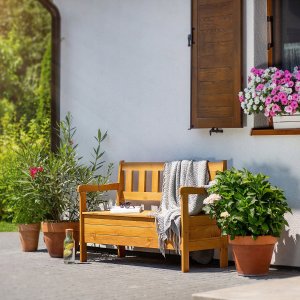 Kadax KADAX Ławka ogrod ze skrzynią złoty dąb LADA K8817 2