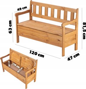 Kadax KADAX Ławka ogrod ze skrzynią złoty dąb LADA K8817 3