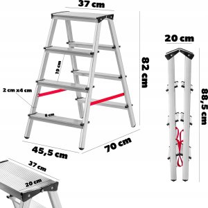 Kadax KADAX Drabina aluminowa dwustronna 125kg 4 stopnie 2