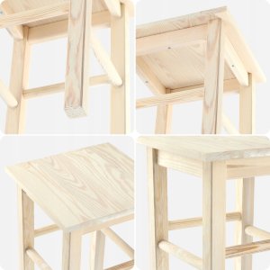 Kadax KADAX Drewniany Taboret Stolek Kuchenny Solidny Naturalny Kwadratowy 4