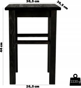 Kadax KADAX Drewniany Taboret Stolek Kuchenny Solidny Czarny Kwadratowy 2